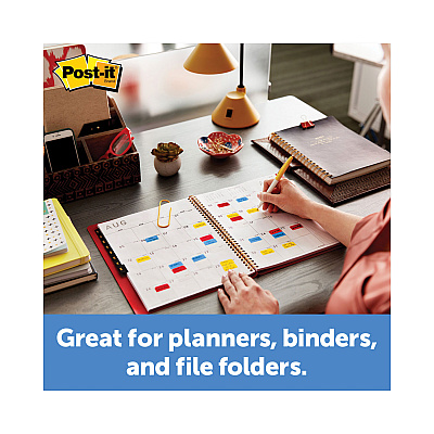Post-it 1" Wide Tabs with Dispenser, Aqua, Lime, Red, Yellow, 88/Pack (MMM70005179232)