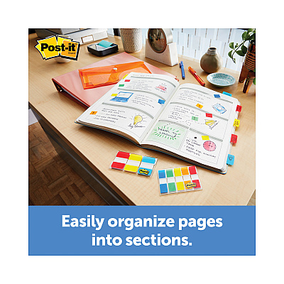 Post-it 1" Wide Tabs with Dispenser, Aqua, Lime, Red, Yellow, 88/Pack (MMM70005179232)