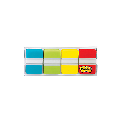 Post-it 1" Wide Tabs with Dispenser, Aqua, Lime, Red, Yellow, 88/Pack (MMM70005179232)