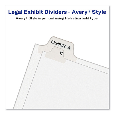Avery-Style Preprinted Legal Side Tab Divider, 26-Tab, Exhibit B, 11 x 8.5, White, 25/Pack, (1372) (AVE01372)