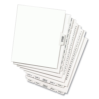 Avery-Style Preprinted Legal Bottom Tab Divider, 26-Tab, Exhibit K, 11 x 8.5, White, 25/PK (AVE11950)