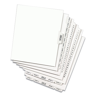 Avery-Style Preprinted Legal Side Tab Divider, 26-Tab, Exhibit B, 11 x 8.5, White, 25/Pack, (1372) (AVE01372)