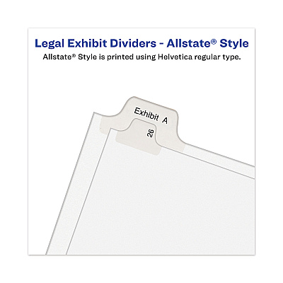 Avery-Style Preprinted Legal Side Tab Divider, 26-Tab, Exhibit F, 11 x 8.5, White, 25/Pack, (1376) (AVE01376)
