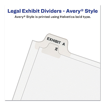 Avery-Style Preprinted Legal Bottom Tab Divider, 26-Tab, Exhibit J, 11 x 8.5, White, 25/PK (AVE11949)