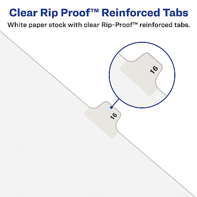 Avery-Style Preprinted Legal Side Tab Divider, 26-Tab, Exhibit A, 11 x 8.5, White, 25/Pack, (1371) (AVE01371)