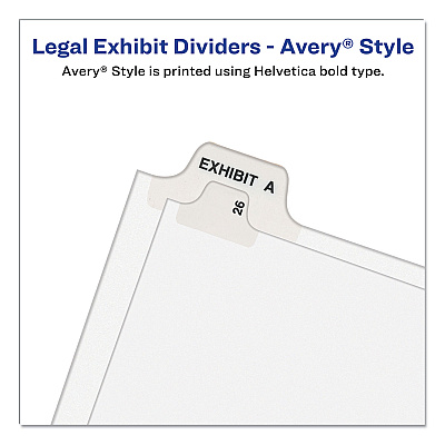 Avery-Style Preprinted Legal Side Tab Divider, 26-Tab, Exhibit I, 11 x 8.5, White, 25/Pack, (1379) (AVE01379)