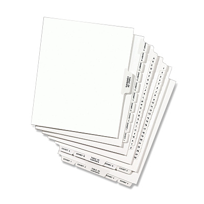Avery-Style Preprinted Legal Bottom Tab Divider, 26-Tab, Exhibit J, 11 x 8.5, White, 25/PK (AVE11949)