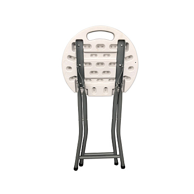 Iceberg Rough n Ready Folding Stool, Backless, Supports Up to 300 lb, 18" Seat Height, White Seat, Charcoal Base, 4/Carton (ICE64563)