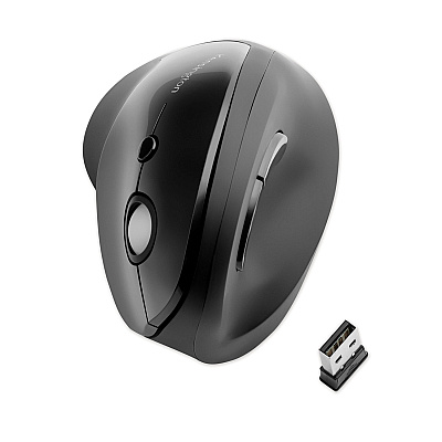Kensington Pro Fit Ergo Vertical Wireless Mouse, 2.4 GHz Frequency/65.62 ft Wireless Range, Right Hand Use, Black (KMW75501)
