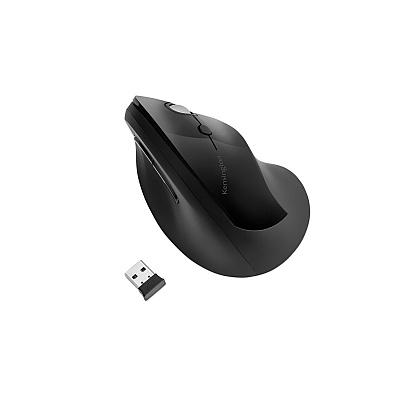 Kensington Pro Fit Ergo Vertical Wireless Mouse, 2.4 GHz Frequency/65.62 ft Wireless Range, Right Hand Use, Black (KMW75501)