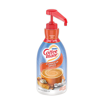Coffee-mate Liquid Coffee Creamer, Pumpkin Spice, 1.5 L Pump Bottle, 2/Carton (NES31460CT)