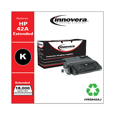 Innovera Remanufactured Black Extended-Yield Toner, Replacement for 42A (Q5942AJ), 18,000 Page-Yield