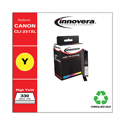 Innovera Remanufactured Yellow High-Yield Ink, Replacement for CLI-251XL (6451B001), 685 Page-Yield (IVRCLI251XLY)