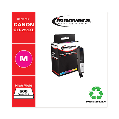 Innovera Remanufactured Magenta High-Yield Ink, Replacement for CLI-251XL (6450B001), 660 Page-Yield (IVRCLI251XLM)
