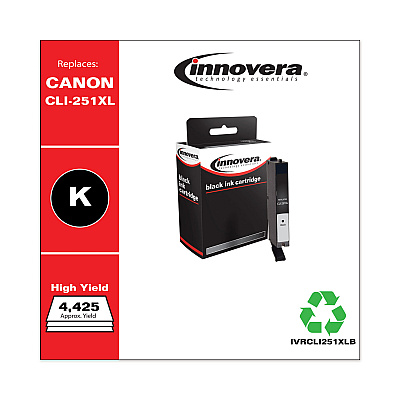 Innovera Remanufactured Black High-Yield Ink, Replacement for CLI-251XL (6448B001), 4,425 Page-Yield (IVRCLI251XLB)