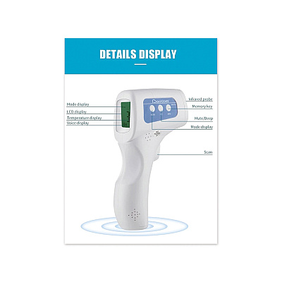 Teh Tung Infrared Handheld Thermometer, Digital, 50/Carton (GN1IT0808)