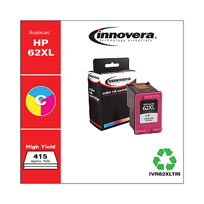 Innovera Remanufactured Tri-Color High-Yield Ink, Replacement for 62XL (C2P07AN), 415 Page-Yield (IVR62XLTRI)