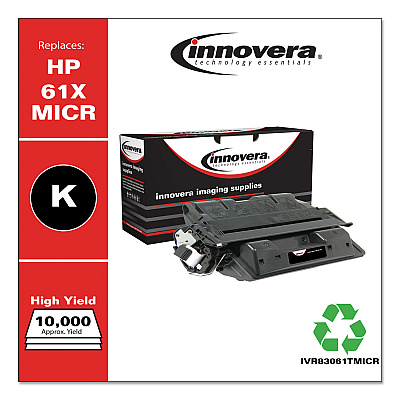 Innovera Remanufactured Black High-Yield MICR Toner, Replacement for 61XM (C8061XM), 10,000 Page-Yield (IVR83061TMICR)
