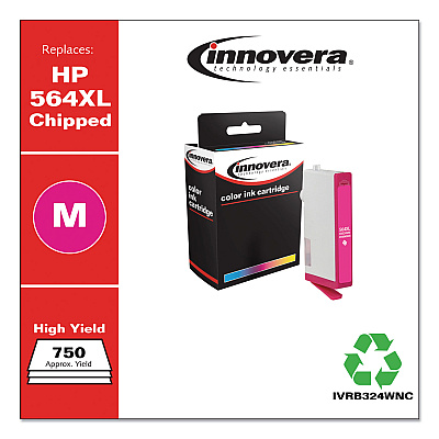 Innovera Remanufactured Magenta High-Yield Ink, Replacement for 564XL (CB324WN), 750 Page-Yield (IVRB324WNC)