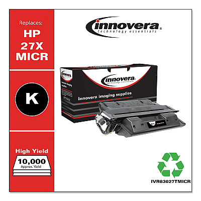 Innovera Remanufactured Black High-Yield MICR Toner, Replacement for 27XM (C4127XM), 6,000 Page-Yield (IVR83027TMICR)