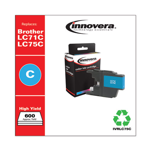 Innovera Remanufactured Cyan High-Yield Ink, Replacement for LC75C, 600 Page-Yield