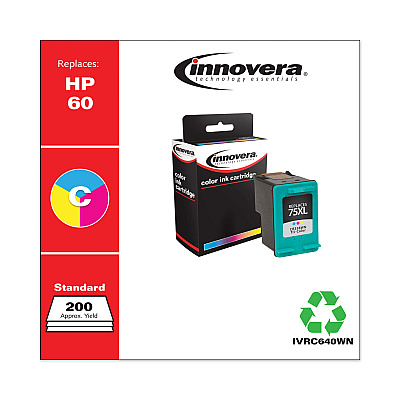 Innovera Remanufactured Black Ink, Replacement for 60 (CC640WN), 200 Page-Yield