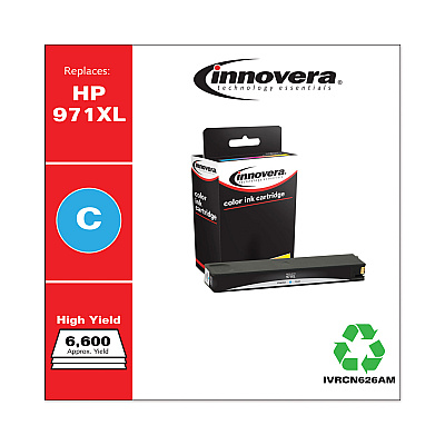 Innovera Remanufactured Cyan High-Yield Ink, Replacement for 971XL (IVRCN626AM), 6,600 Page-Yield