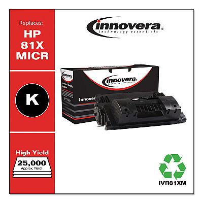 Innovera Remanufactured Black High-Yield MICR Toner, Replacement for 81XM (CF281XM), 25,000 Page-Yield