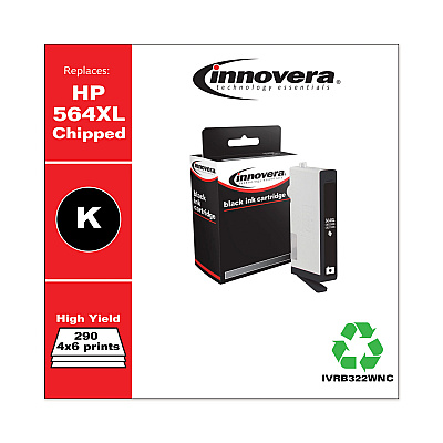 Innovera Remanufactured Photo Black High-Yield Ink, Replacement for 564XL (CB322WN), 290 Page-Yield (IVRB322WNC)
