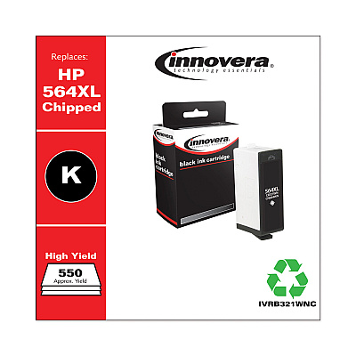 Innovera Remanufactured Black High-Yield Ink, Replacement for 564XL (CB321WN), 550 Page-Yield (IVRB321WNC)