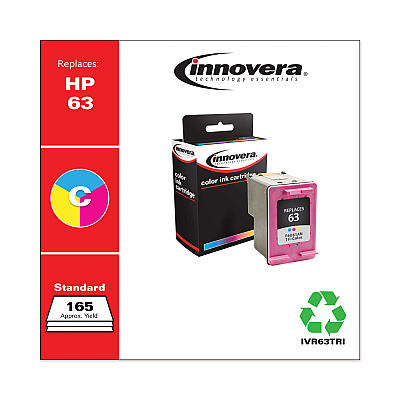 Innovera Remanufactured Tri-Color Ink, Replacement for 63 (F6U61AN), 165 Page-Yield (IVR63TRI)