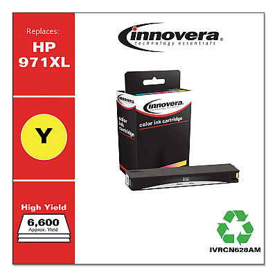 Innovera Remanufactured Yellow High-Yield Ink, Replacement for 971XL (IVRCN628AM), 6,600 Page-Yield