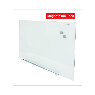 Universal Frameless Magnetic Glass Marker Board, 48 x 36, White Surface (UNV43203)