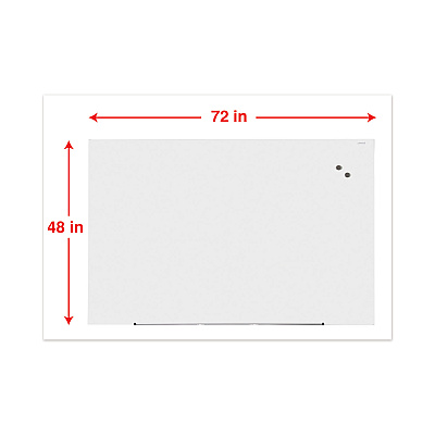Universal Frameless Magnetic Glass Marker Board, 72 x 48, White Surface (UNV43204)