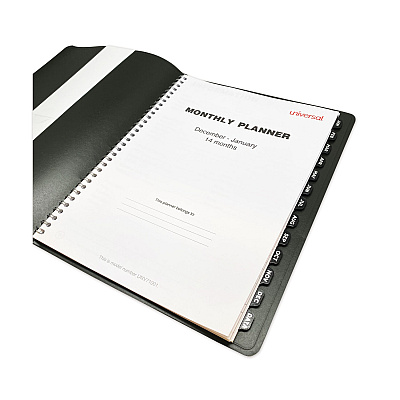 Universal Monthly Planner, 11 x 8, Black Cover, 14-Month: Dec 2025 to Jan 2027 (71001)