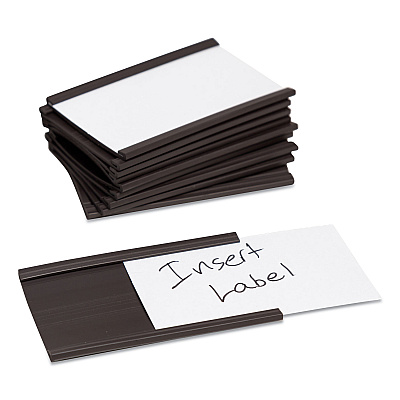 U Brands Magnetic Card Holders, 3 x 1.75, Black, 10/Pack (UBRFM2630)
