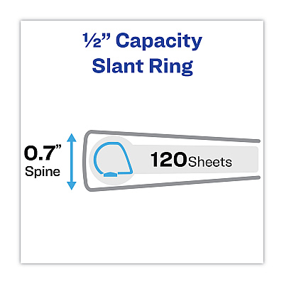 Avery Heavy-Duty Non Stick View Binder with DuraHinge and Slant Rings, 3 Rings, 0.5" Capacity, 11 x 8.5, White, 4/Pack (AVE79709)