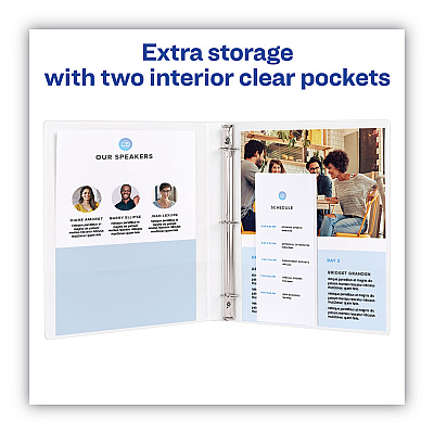 Avery Heavy-Duty Non Stick View Binder with DuraHinge and Slant Rings, 3 Rings, 0.5" Capacity, 11 x 8.5, White, 4/Pack (AVE79709)