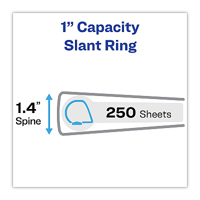 Avery Heavy-Duty Non Stick View Binder with DuraHinge and Slant Rings, 3 Rings, 1" Capacity, 11 x 8.5, White, 4/Pack (AVE79780)