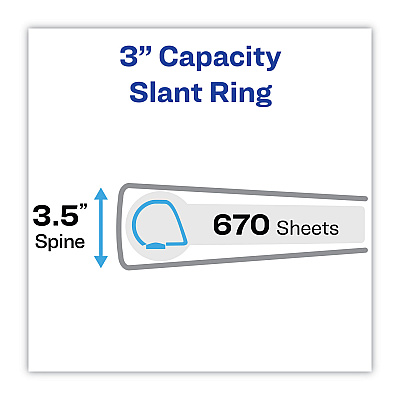 Avery Heavy-Duty Non Stick View Binder with DuraHinge and Slant Rings, 3 Rings, 3" Capacity, 11 x 8.5, White, 2/Pack (AVE79791)