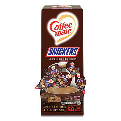 Coffee-mate Liquid Coffee Creamer, Snickers, 0.38 oz Mini Cups, 200 Cups/Carton (NES61425CT)