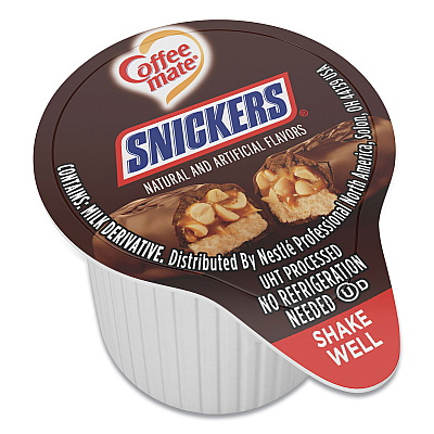 Coffee-mate Liquid Coffee Creamer, Snickers, 0.38 oz Mini Cups, 200 Cups/Carton (NES61425CT)