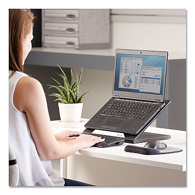 Fellowes Designer Suites Laptop Riser, 13.19" x 11.19" x 4", Black Pearl, Supports 25 lbs (FEL8038401)