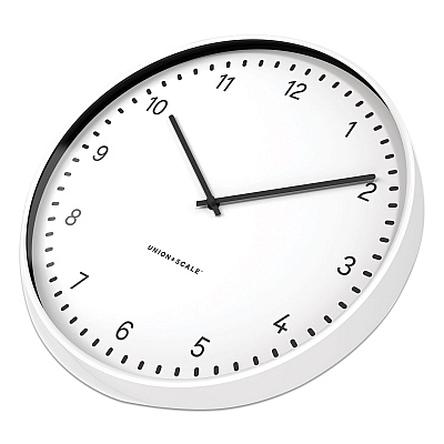 Union & Scale Essentials Contemporary Round Wall Clock, 15" Overall Diameter, White Case, 1 AA (sold separately) (UOS24411459)
