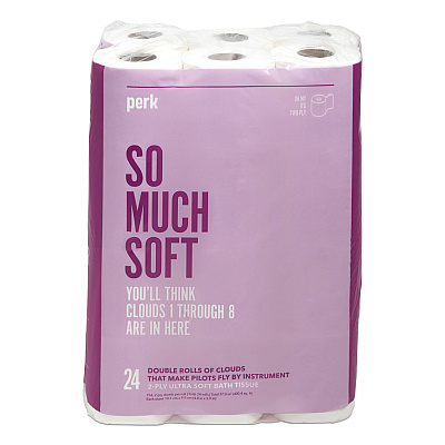 Perk Ultra Soft 2-Ply Standard Toilet Paper, Septic Safe, White, 154 Sheets/Roll, 24 Rolls/Pack (PRK24380328)
