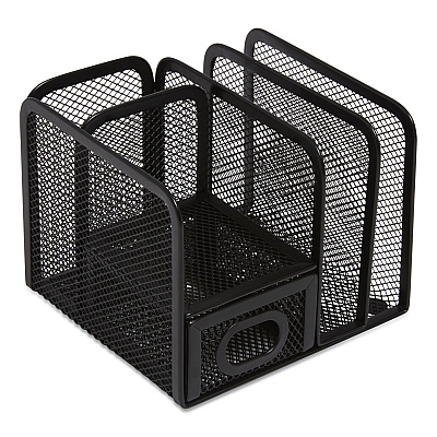 TRU RED Five Compartment Wire Mesh Accessory Holder, 5.9 x 6.29 x 5.11, Black (TUD24402461)