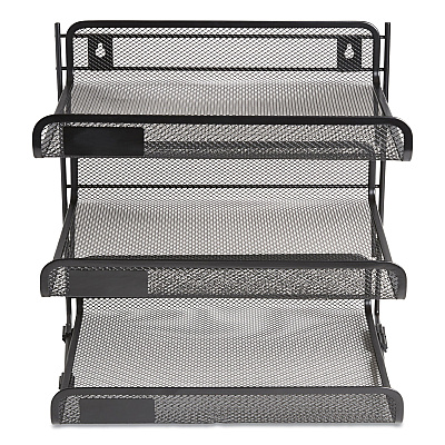 TRU RED Side-Load Open Design Wire Mesh Horizontal Document Organizer, 3 Sections, Letter-Size, 13.78 x 11.22 x 13.38, Matte Black (TUD24402462)