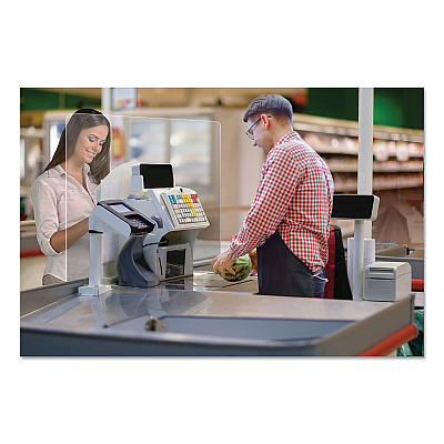 deflecto Mounting Safety Barrier with Full Shield and Brace, 31.5" x 38", Polycarbonate, Clear, 2/Carton (DEFPBCMPC3138FB)