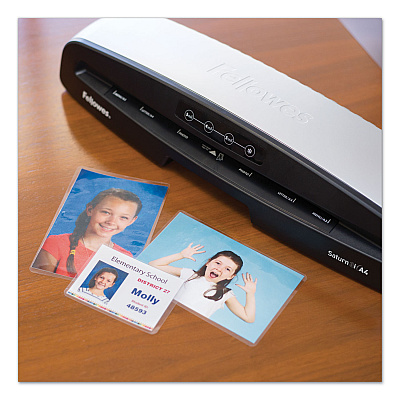 Fellowes Laminating Pouches, 5 mil, 3.88" x 2.63", Gloss Clear, 25/Pack (FEL52007)