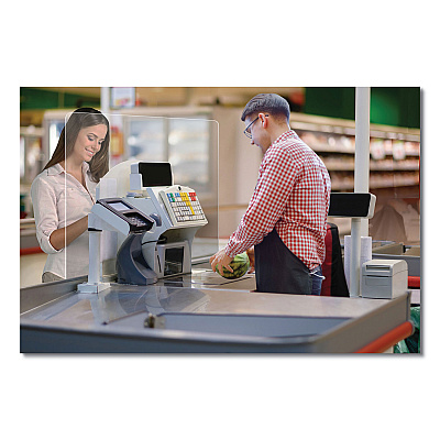 deflecto Mounting Safety Barrier with Full Shield, 23.75" x 31.75", Acrylic, Clear, 2/Carton (DEFPBCMA2331F)
